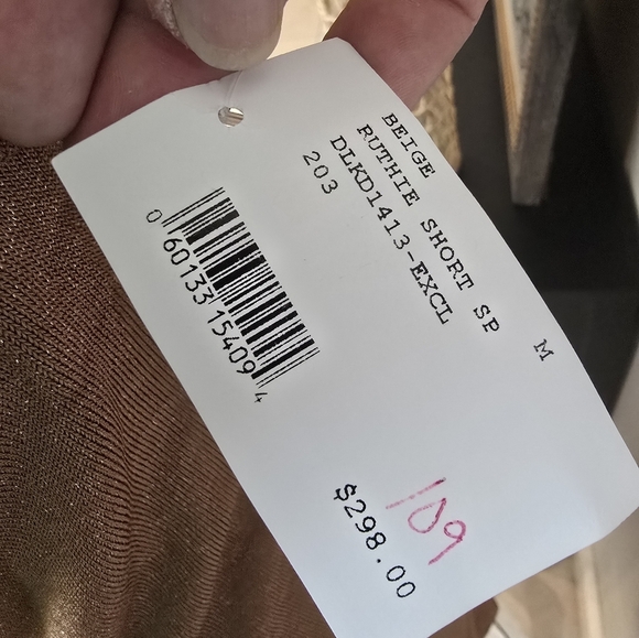 Intermix Exclusive Beige Ruthie Short Metallic Mini Dress Size M Nwt - Picture 8 of 9